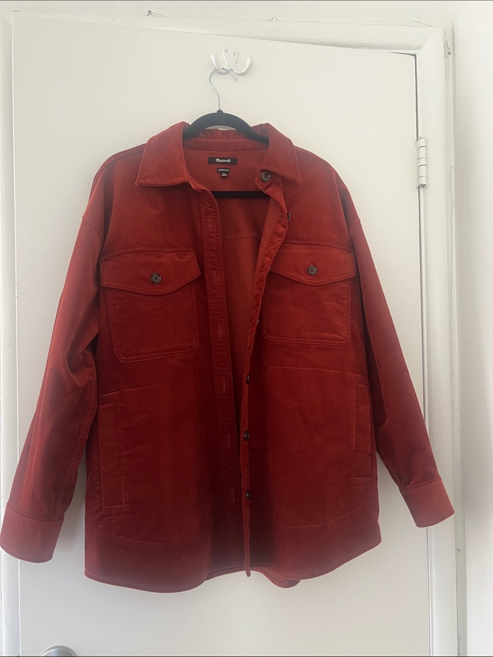 Madewell Rust Red women’s oversized Shirt Jacket, corduroy, size M